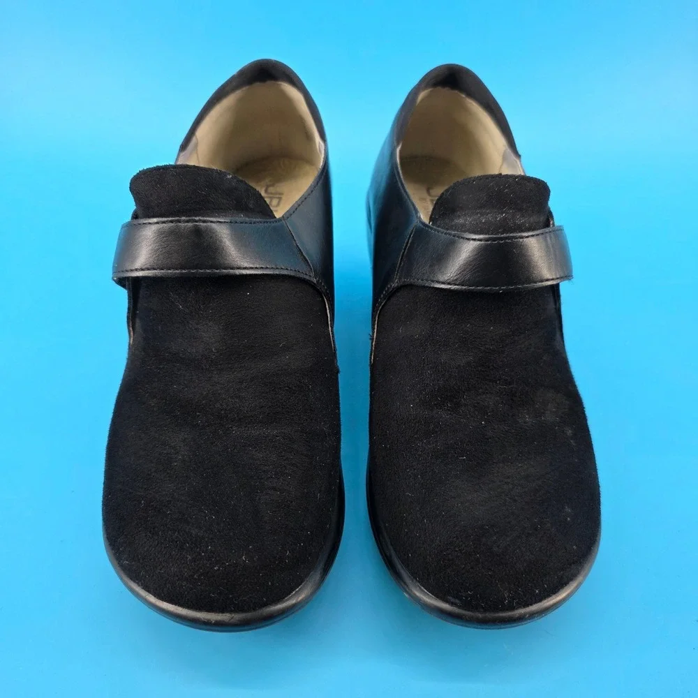 JBU by Jambu Sedona Black Vegan Leather Textile Wedge Loafers JB17SDN01 8M